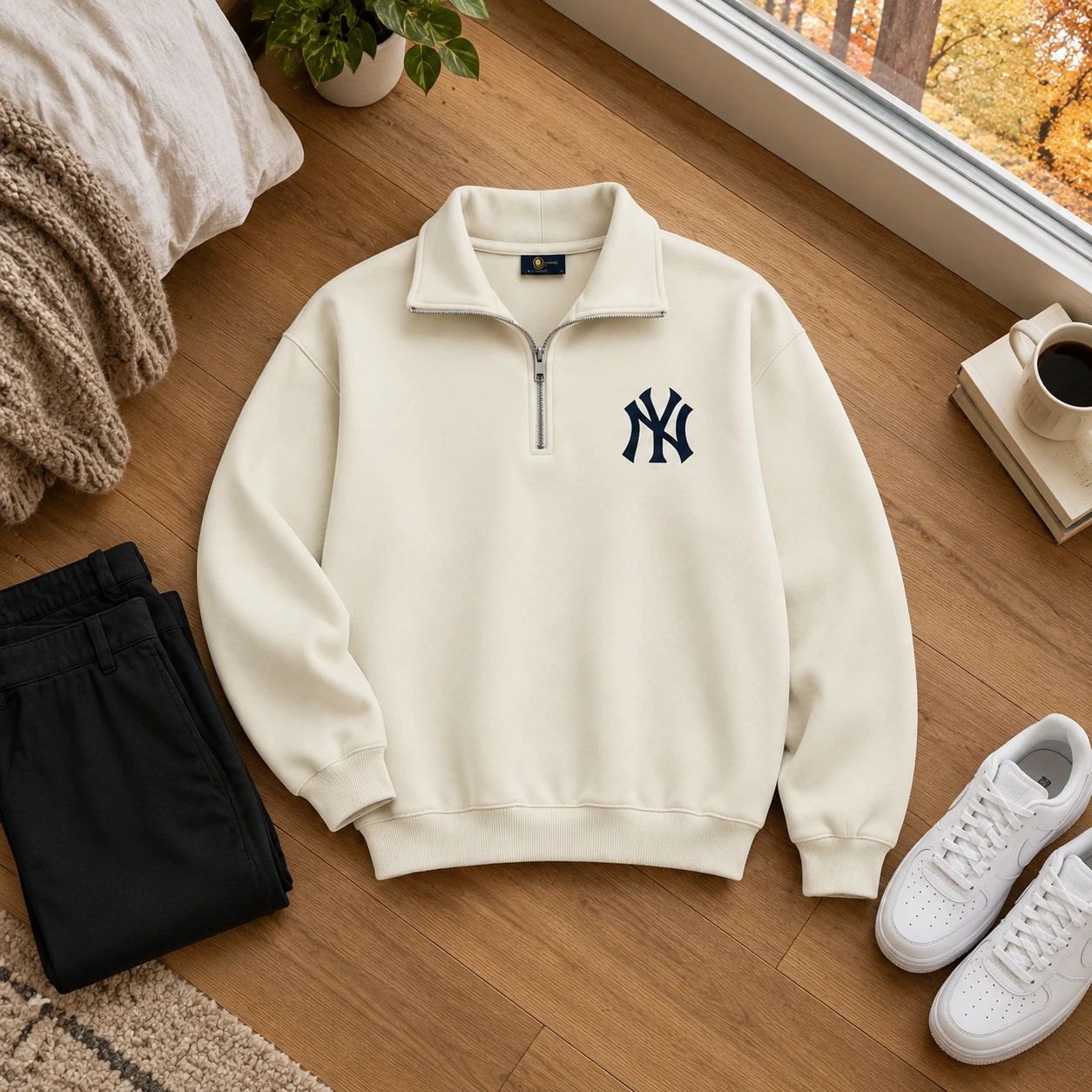 دورس نیم زیپ مردانه مدل NY-کرم