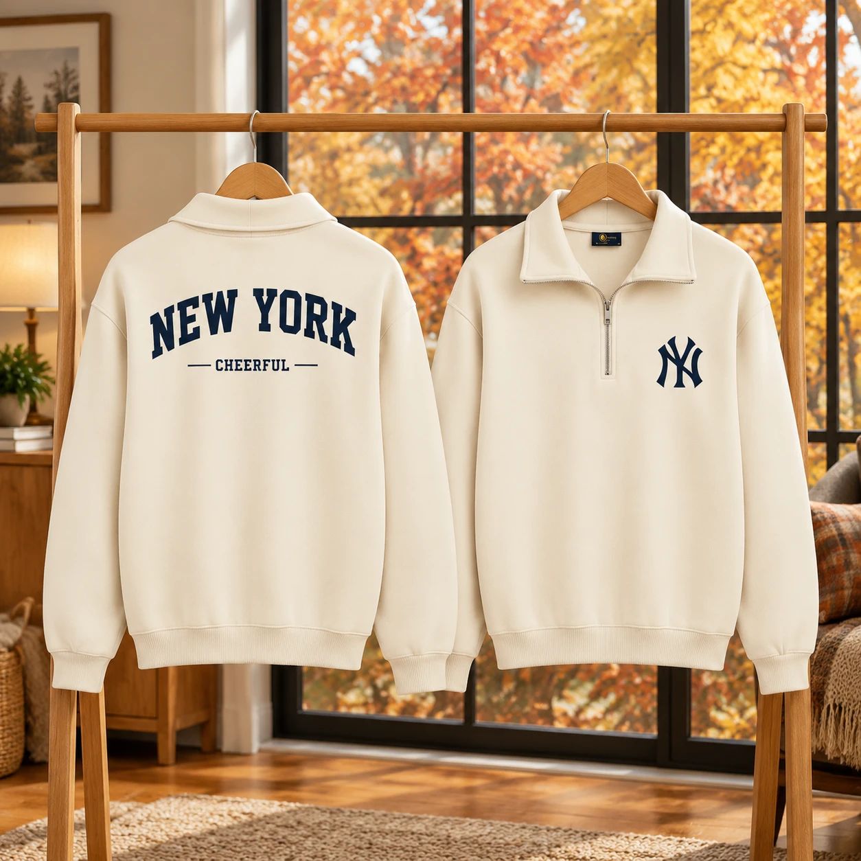 دورس نیم زیپ مردانه مدل NY-کرم