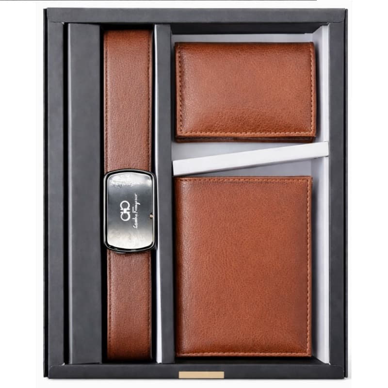 ست کیف و کمربند قهوه ای مدل M101
