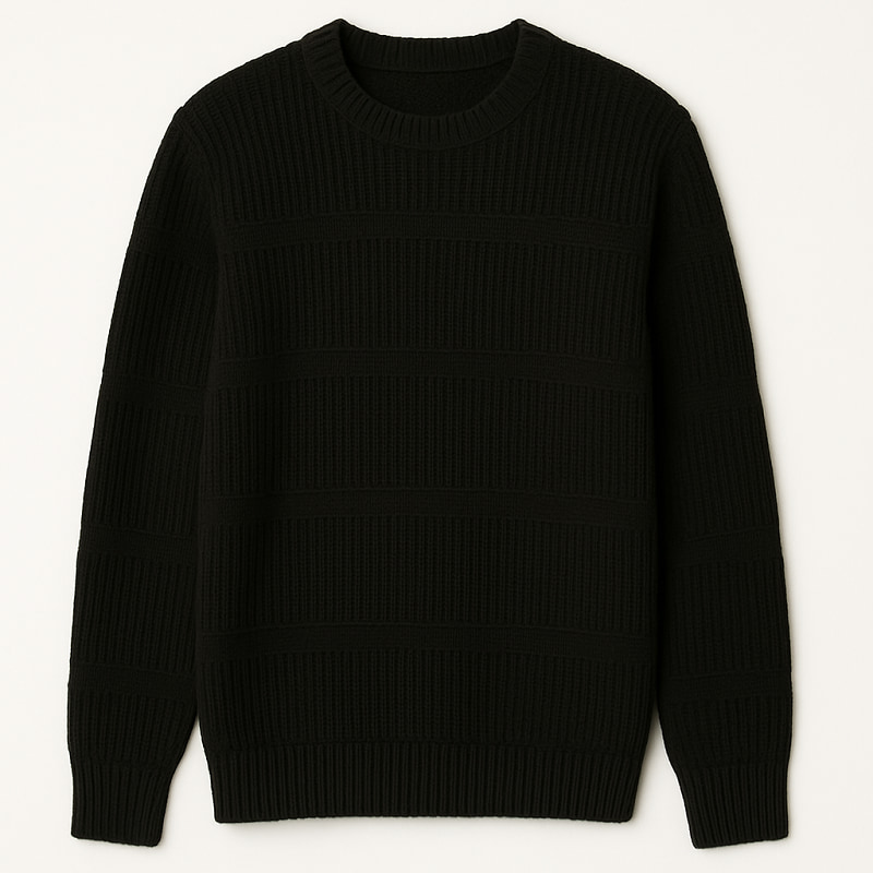 پلیور بافت مردانه یقه گرد مدل Arman-مشکی